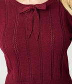 Royal Monk Burgundy Bow Sweater - Unique Vintage - Womens, TOPS, SWEATERS