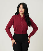 Royal Monk Burgundy Cardigan - Unique Vintage - Womens, TOPS, SWEATERS