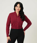 Royal Monk Burgundy Cardigan - Unique Vintage - Womens, TOPS, SWEATERS