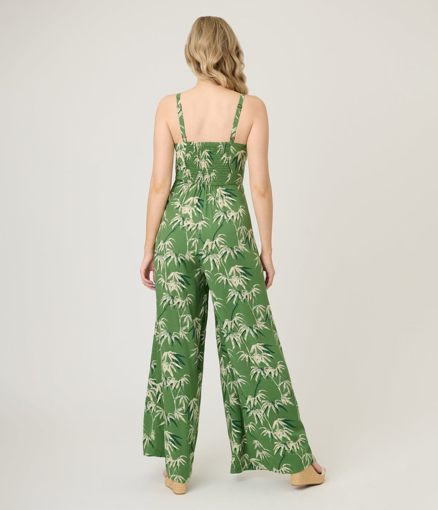 Royal Monk Green Bamboo Print Nancy Jumpsuit - Unique Vintage - Womens, BOTTOMS, ROMPERS AND JUMPSUITS