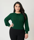 Royal Monk Green Bow Sweater - Unique Vintage - Womens, TOPS, SWEATERS