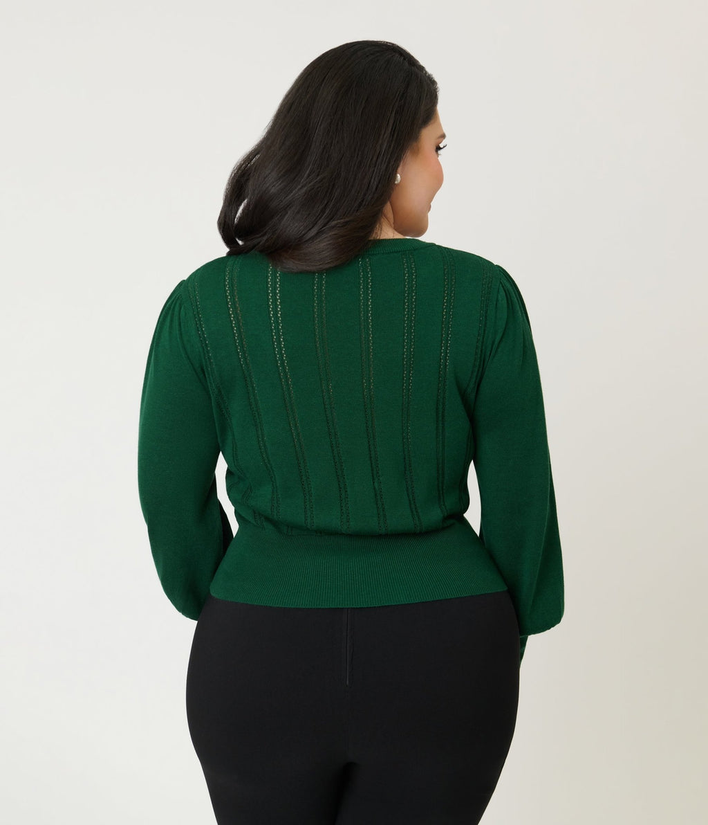 Royal Monk Green Bow Sweater - Unique Vintage - Womens, TOPS, SWEATERS