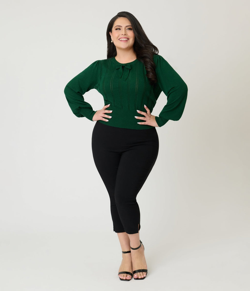 Royal Monk Green Bow Sweater - Unique Vintage - Womens, TOPS, SWEATERS