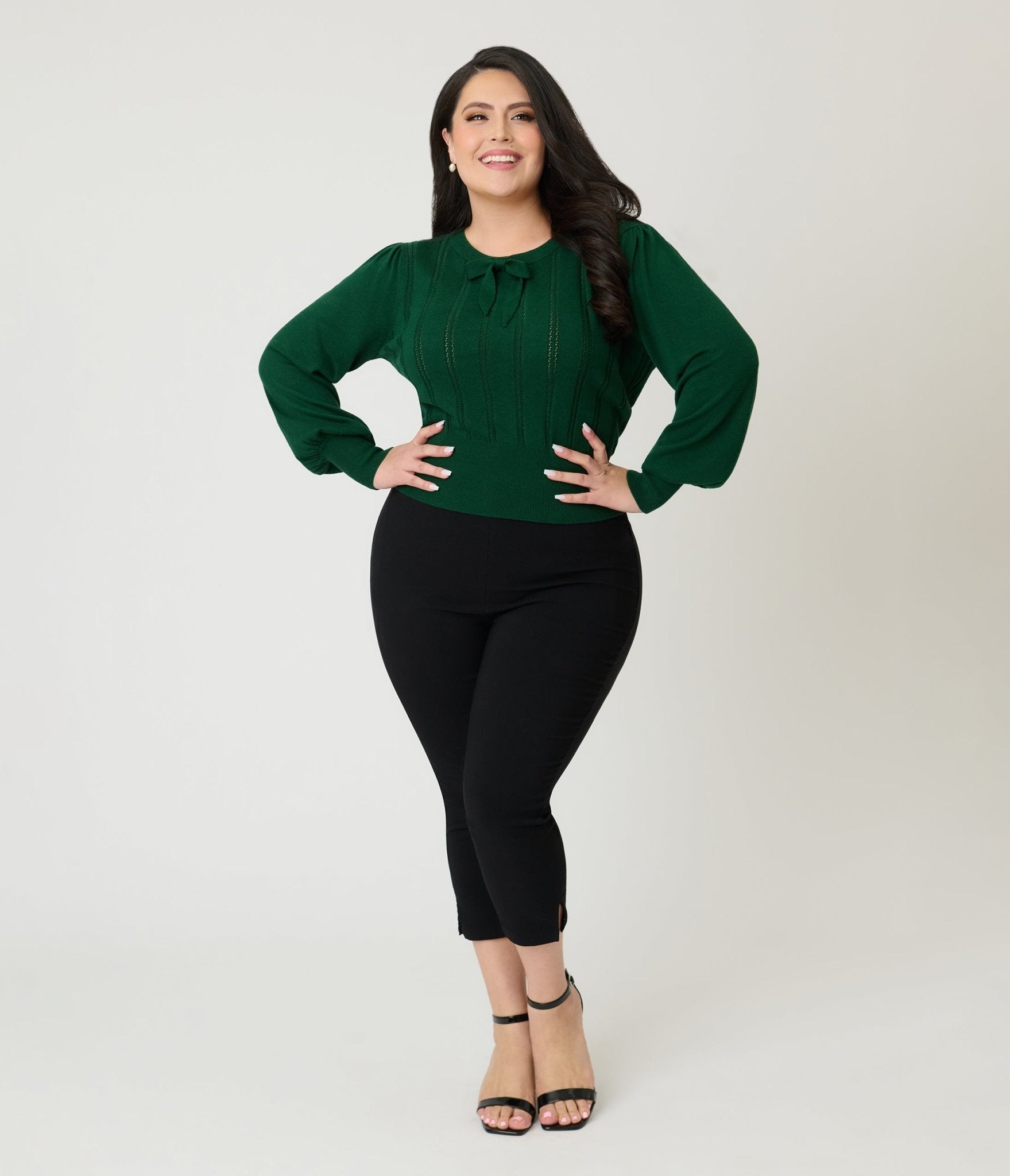 Royal Monk Green Bow Sweater - Unique Vintage - Womens, TOPS, SWEATERS