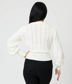 Royal Monk Ivory Bow Sweater - Unique Vintage - Womens, TOPS, SWEATERS