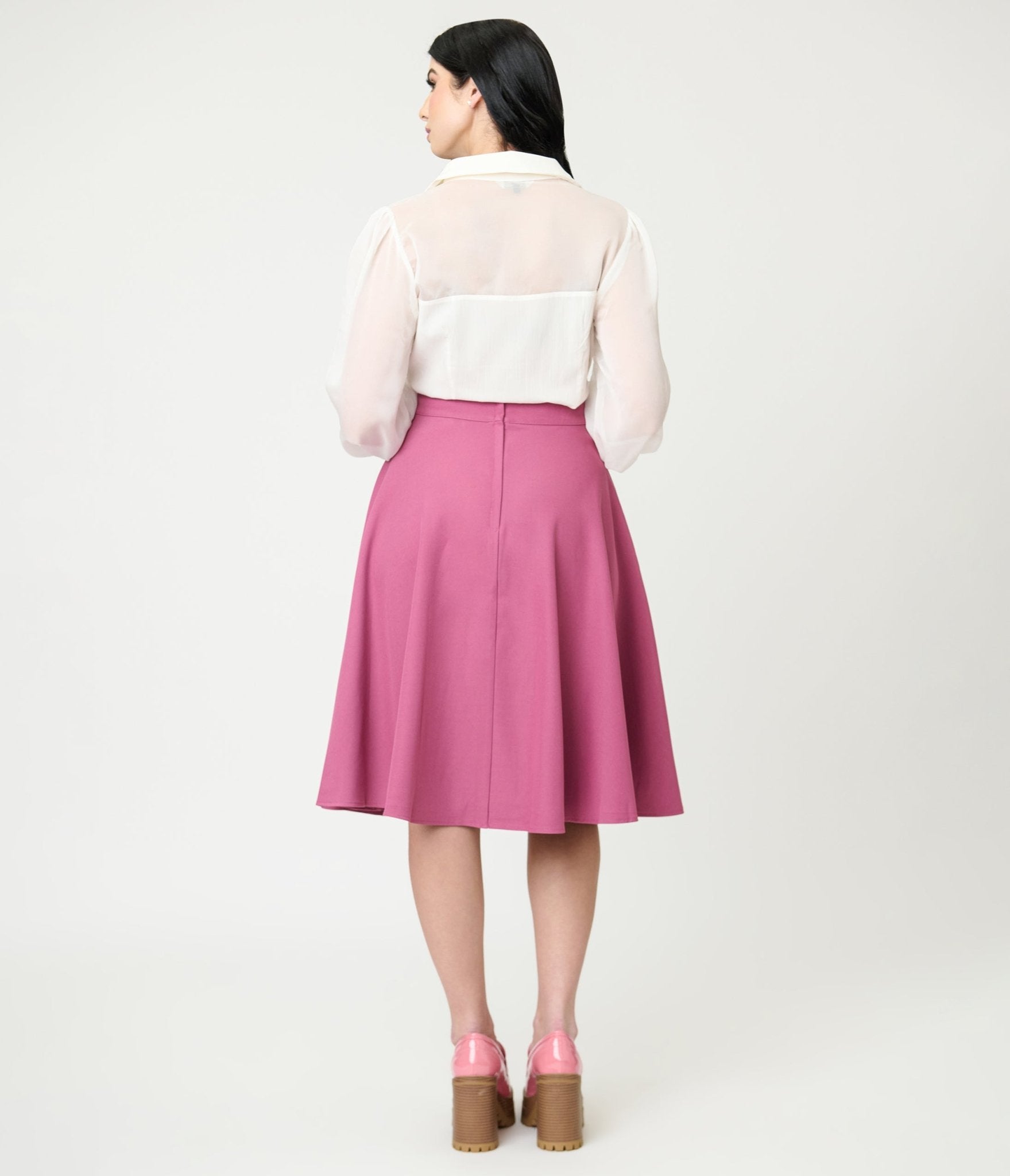 Royal Monk Light Pink Book Club Swing Skirt - Unique Vintage - Womens, BOTTOMS, SKIRTS