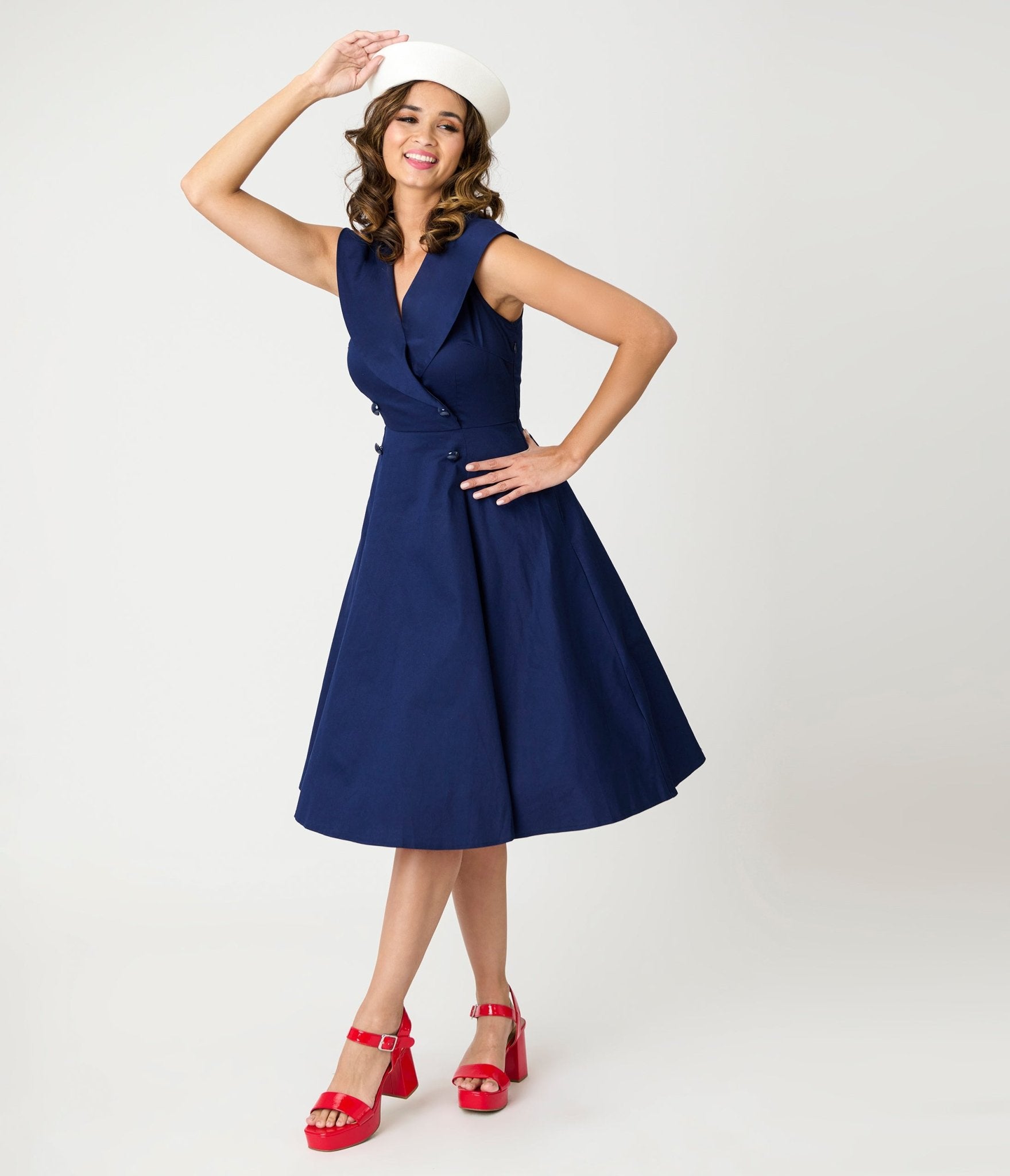 Royal Monk Navy Sailor Isla Swing Dress - Unique Vintage - Womens, DRESSES, SWING