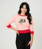 Royal Monk Pink Holiday Cats Sweater - Unique Vintage - Womens, TOPS, SWEATERS