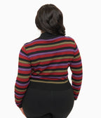 Royal Monk Plus Size 1970s Burgundy Striped Sweetness Follows Top - Unique Vintage - Womens, TOPS, KNIT TOPS