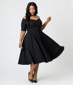 Royal Monk Plus Size Black Amalia Swing Dress - Unique Vintage - Womens, DRESSES, SWING