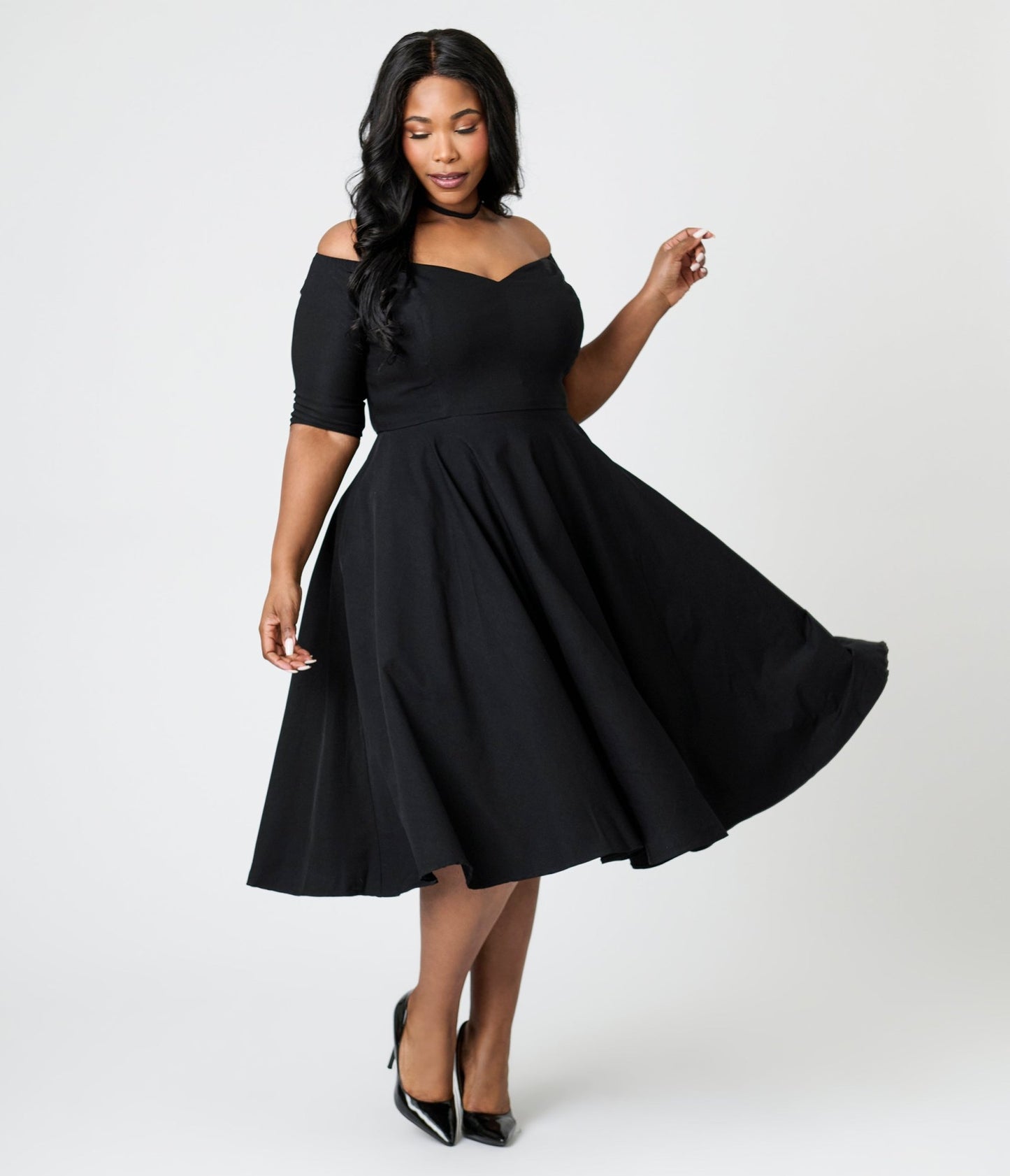 Royal Monk Plus Size Black Amalia Swing Dress - Unique Vintage - Womens, DRESSES, SWING