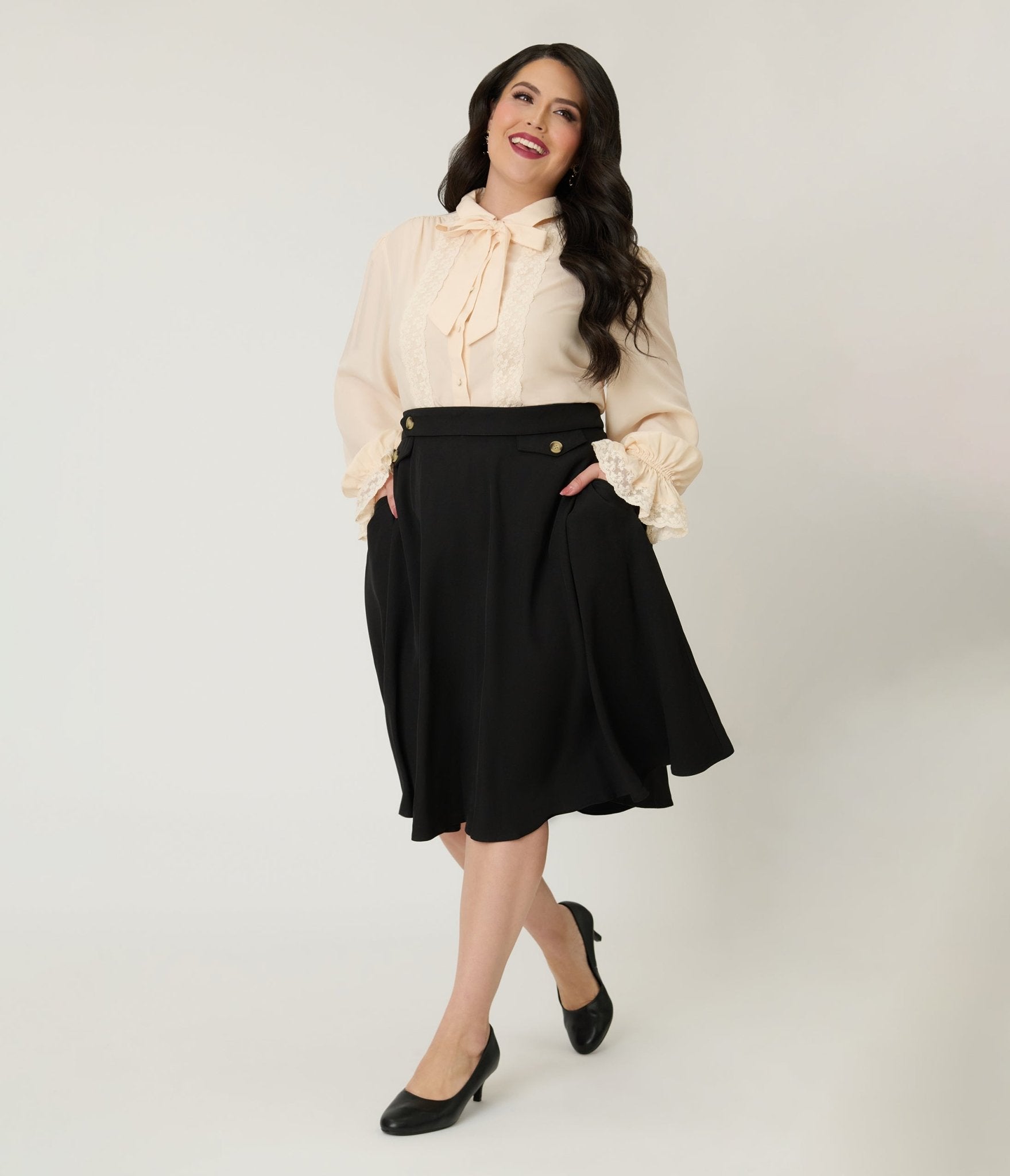 Royal Monk Plus Size Black Book Club Swing Skirt - Unique Vintage - Womens, BOTTOMS, SKIRTS