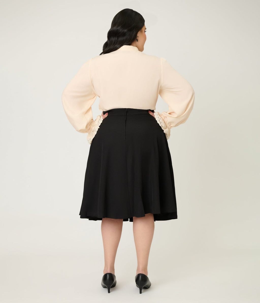 Royal Monk Plus Size Black Book Club Swing Skirt - Unique Vintage - Womens, BOTTOMS, SKIRTS