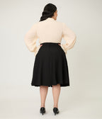 Royal Monk Plus Size Black Book Club Swing Skirt - Unique Vintage - Womens, BOTTOMS, SKIRTS