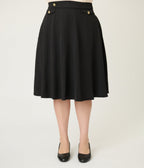 Royal Monk Plus Size Black Book Club Swing Skirt - Unique Vintage - Womens, BOTTOMS, SKIRTS