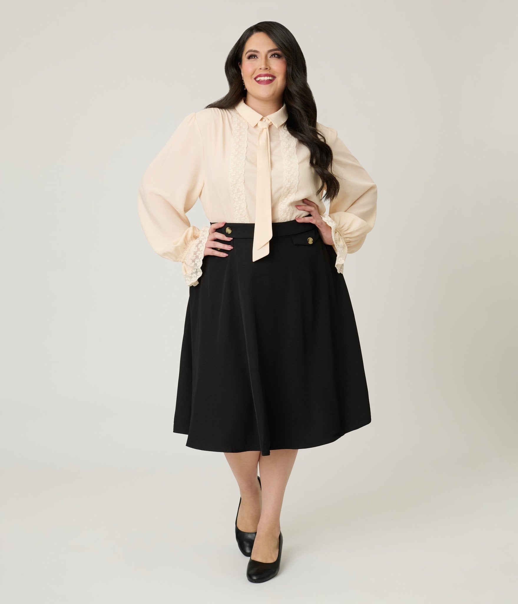 Royal Monk Plus Size Black Book Club Swing Skirt - Unique Vintage - Womens, BOTTOMS, SKIRTS