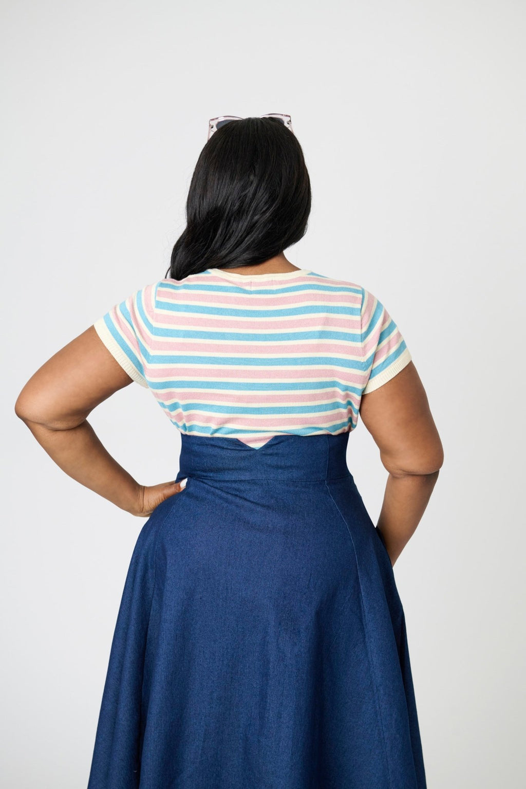 Royal Monk Plus Size Blue & Pink Striped Vivian Knit Top - Unique Vintage - Womens, TOPS, SHIRTS