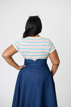 Royal Monk Plus Size Blue & Pink Striped Vivian Knit Top - Unique Vintage - Womens, TOPS, SHIRTS