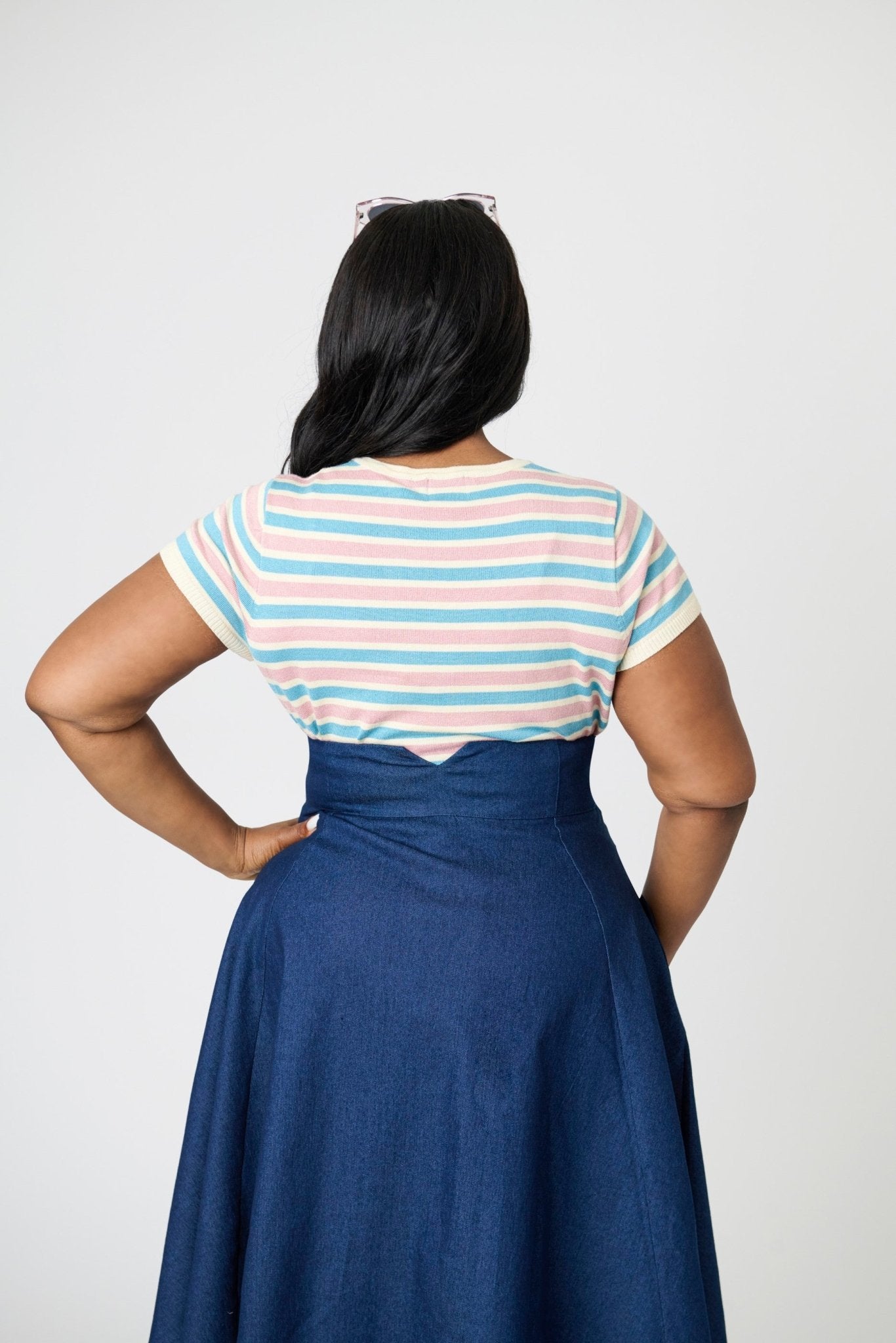 Royal Monk Plus Size Blue & Pink Striped Vivian Knit Top - Unique Vintage - Womens, TOPS, SHIRTS