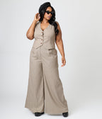 Royal Monk Plus Size Brown Houndstooth Hallie Vest - Unique Vintage - Womens, TOPS, SWEATERS AND VESTS