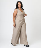 Royal Monk Plus Size Brown Houndstooth Hallie Vest - Unique Vintage - Womens, TOPS, SWEATERS AND VESTS