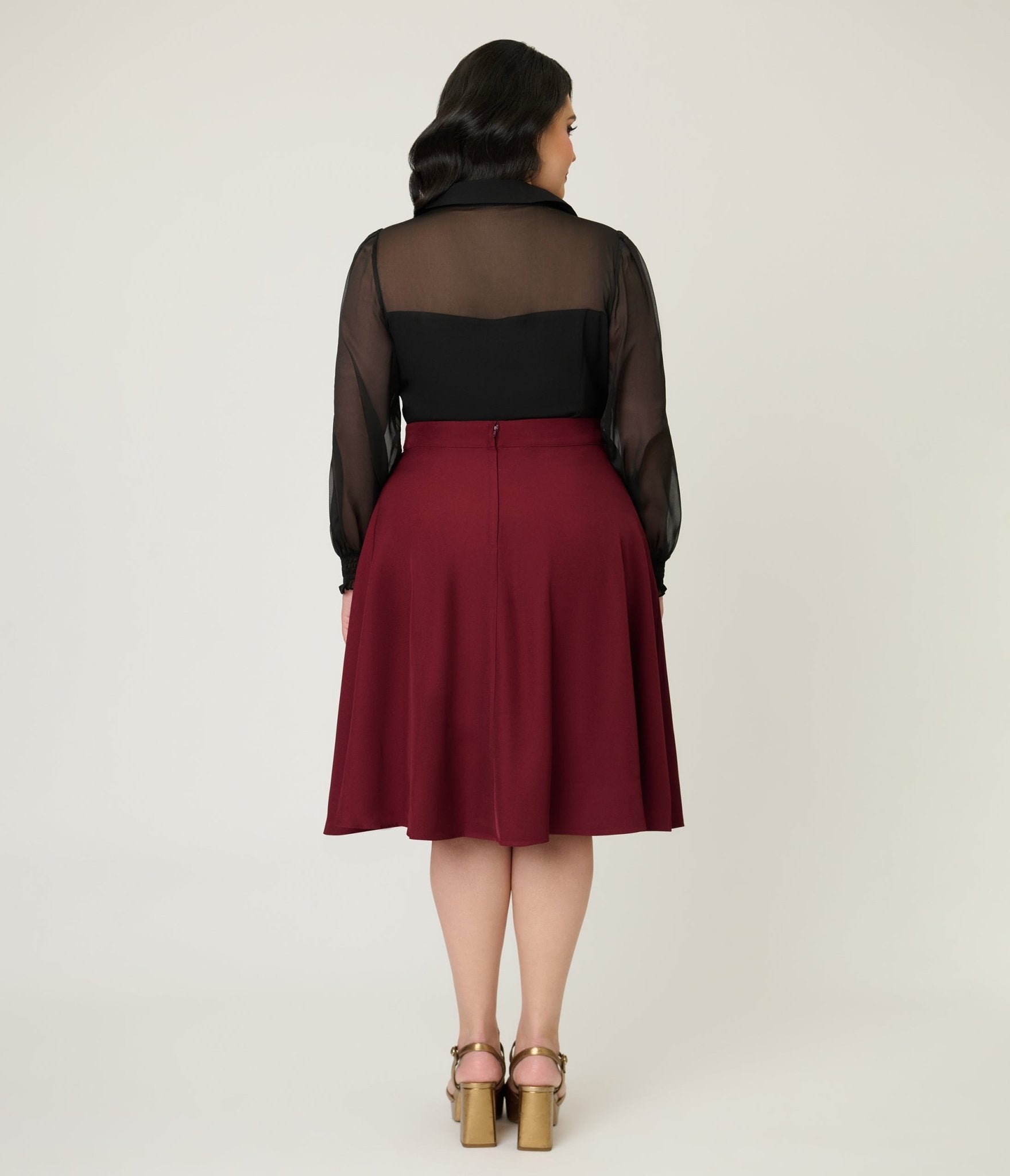 Royal Monk Plus Size Burgundy Book Club Swing Skirt - Unique Vintage - Womens, BOTTOMS, SKIRTS
