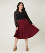 Royal Monk Plus Size Burgundy Book Club Swing Skirt