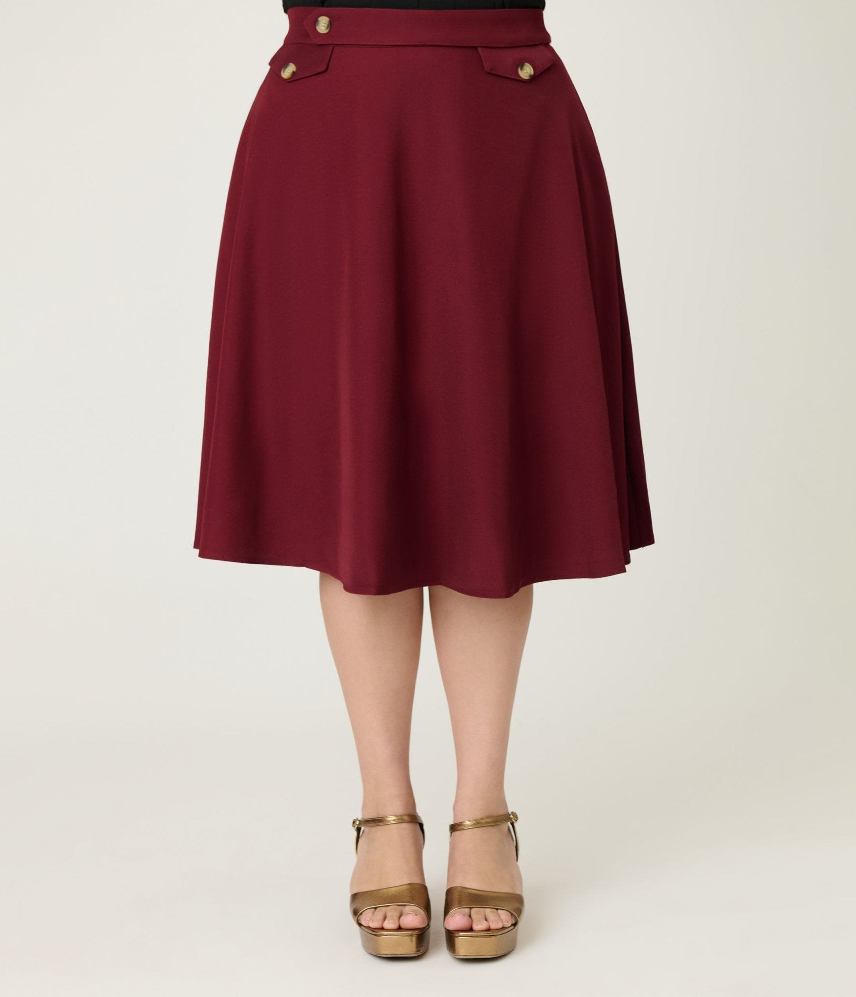 Royal Monk Plus Size Burgundy Book Club Swing Skirt - Unique Vintage - Womens, BOTTOMS, SKIRTS