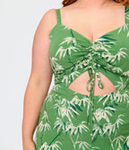 Royal Monk Plus Size Green Bamboo Print Nancy Jumpsuit - Unique Vintage - Womens, BOTTOMS, ROMPERS AND JUMPSUITS
