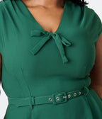 Royal Monk Plus Size Green Chiffon Holly Swing Dress - Unique Vintage - Womens, DRESSES, SWING