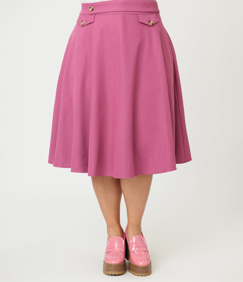 Royal Monk Plus Size Light Pink Book Club Swing Skirt - Unique Vintage - Womens, BOTTOMS, SKIRTS