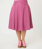 Royal Monk Plus Size Light Pink Book Club Swing Skirt - Unique Vintage - Womens, BOTTOMS, SKIRTS