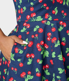 Royal Monk Plus Size Navy Cherry Heart Nora Swing Dress - Unique Vintage - Womens, DRESSES, SWING