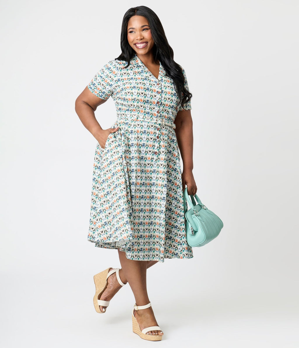 Royal Monk Plus Size Purrrfect Bella Swing Dress - Unique Vintage - Womens, DRESSES, SWING