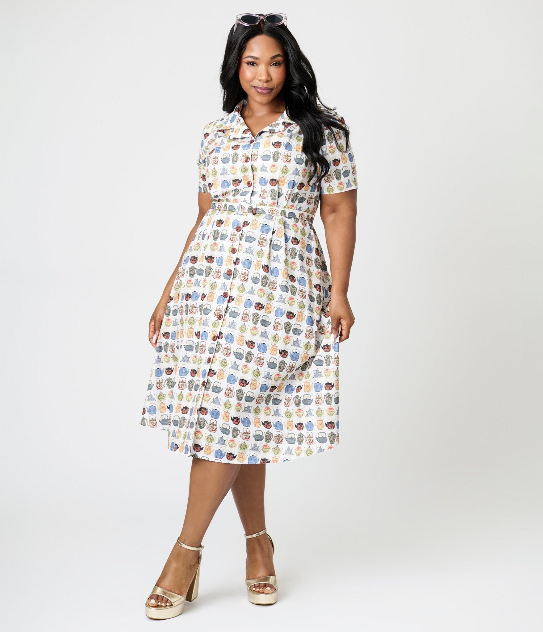 Royal Monk Plus Size Tea Time Kate Swing Dress - Unique Vintage - Womens, DRESSES, SWING