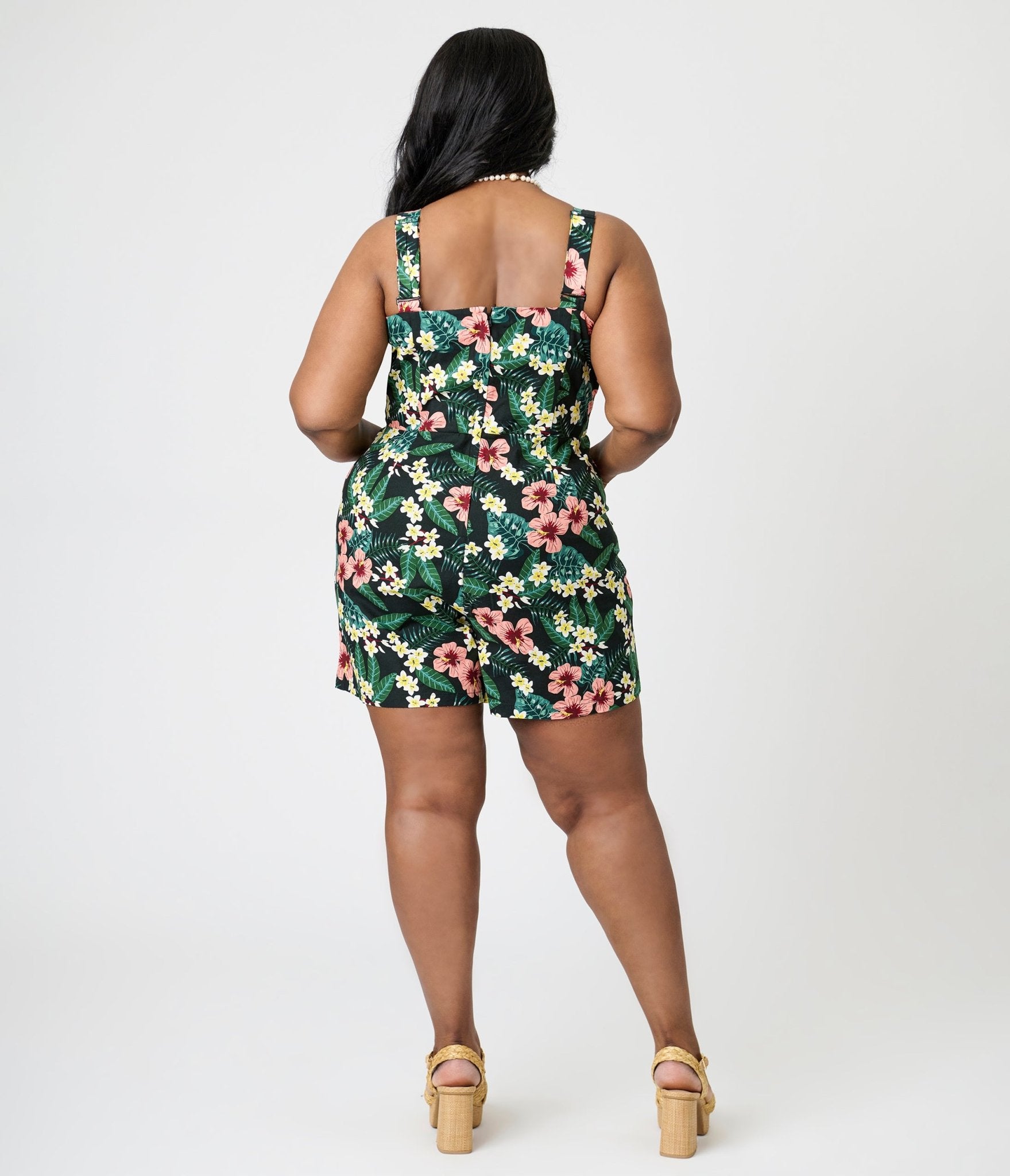 Royal Monk Plus Size Tropical Print Elsie Romper - Unique Vintage - Womens, DRESSES, SWING