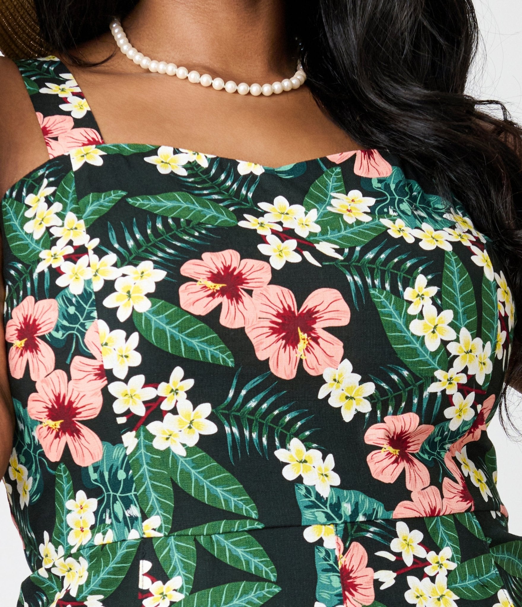 Royal Monk Plus Size Tropical Print Elsie Romper - Unique Vintage - Womens, DRESSES, SWING