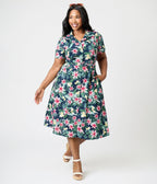 Royal Monk Plus Size Tropical Print Kate Swing Dress - Unique Vintage - Womens, DRESSES, SWING