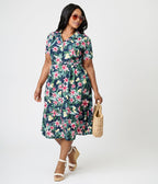 Royal Monk Plus Size Tropical Print Kate Swing Dress - Unique Vintage - Womens, DRESSES, SWING