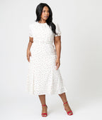 Royal Monk Plus Size White Cherry Lucille Midi Dress - Unique Vintage - Womens, DRESSES, SWING
