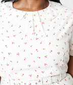 Royal Monk Plus Size White Cherry Lucille Midi Dress - Unique Vintage - Womens, DRESSES, SWING