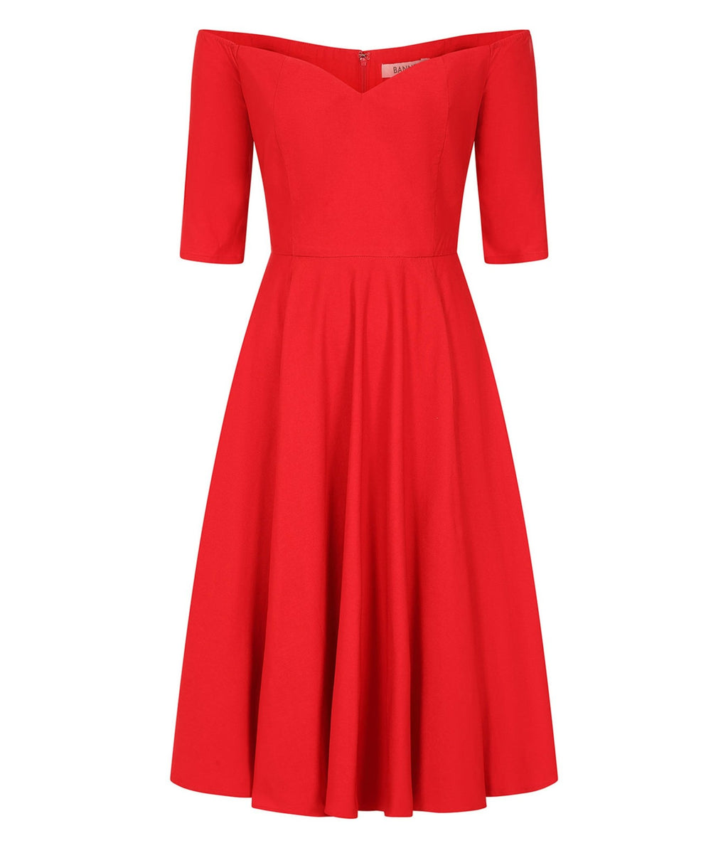 Royal Monk Red Amalia Swing Dress - Unique Vintage - Womens, DRESSES, SWING