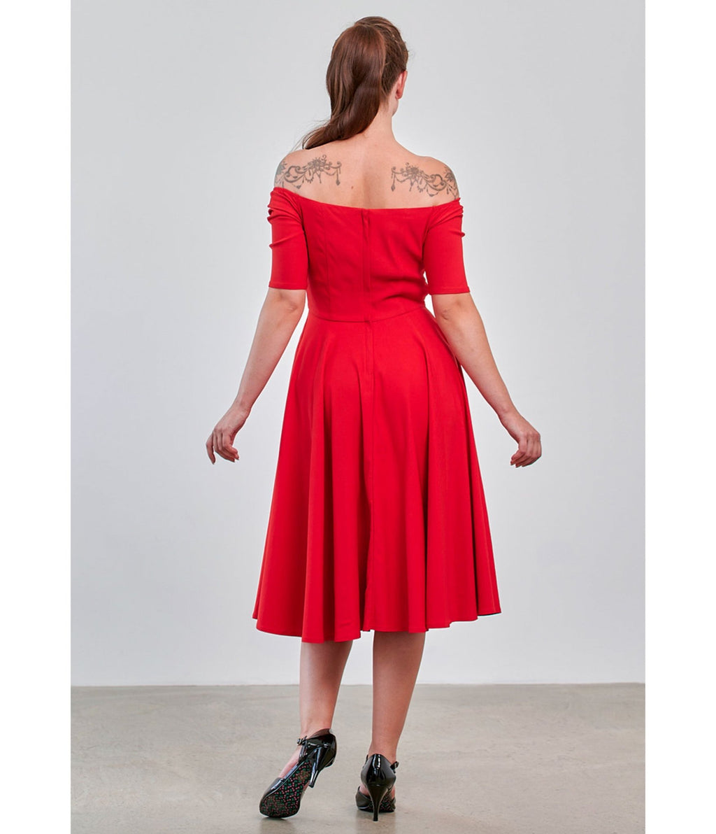 Royal Monk Red Amalia Swing Dress - Unique Vintage - Womens, DRESSES, SWING