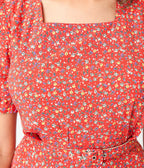 Royal Monk Red Summer Floral Eva Bloom Midi Dress - Unique Vintage - Womens, DRESSES, MIDI