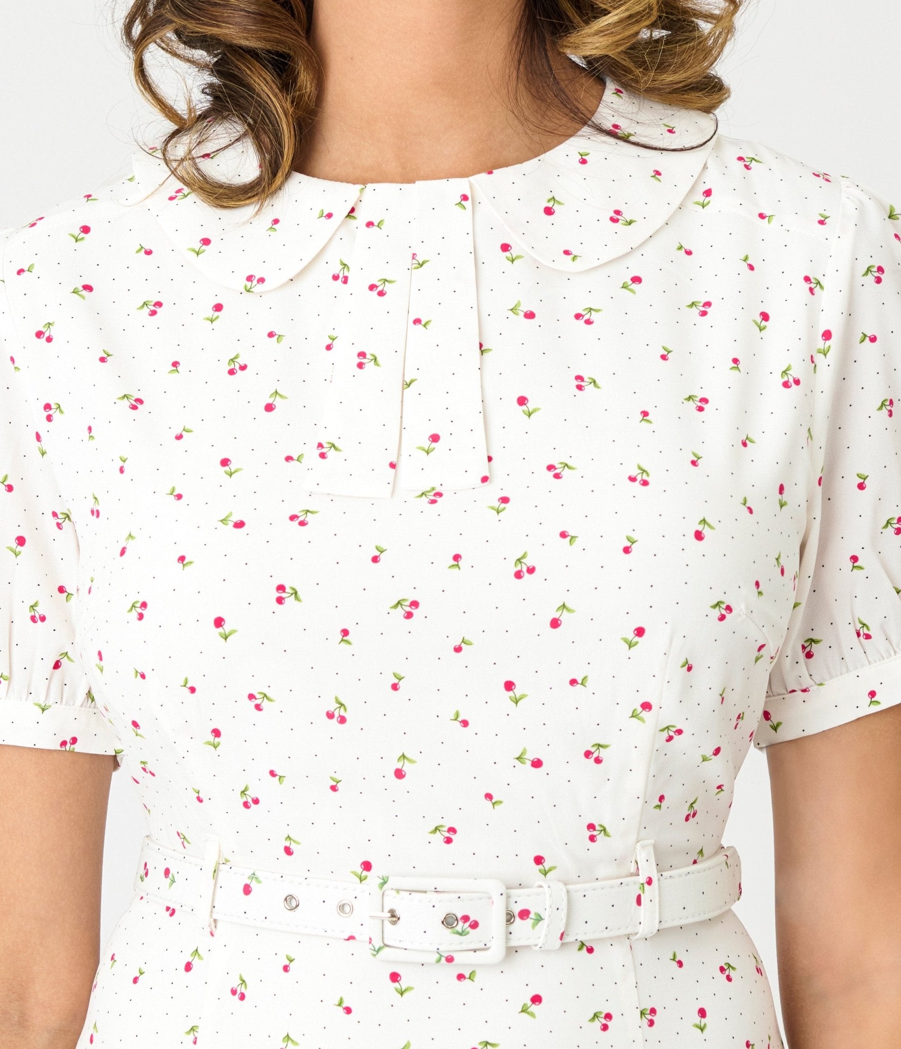 Royal Monk White Cherry Lucille Midi Dress - Unique Vintage - Womens, DRESSES, MIDI