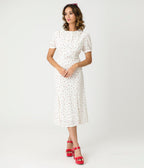 Royal Monk White Cherry Lucille Midi Dress - Unique Vintage - Womens, DRESSES, MIDI