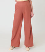 Rust 1950s High-Waisted Wide Leg Trousers - Unique Vintage - Womens, BOTTOMS, PANTS