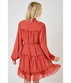 Rust Red Chiffon Flare Dress - Unique Vintage - Womens, DRESSES, FIT AND FLARE