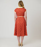 Rust Red Polka Dot Swing Dress - Unique Vintage - Womens, DRESSES, SWING