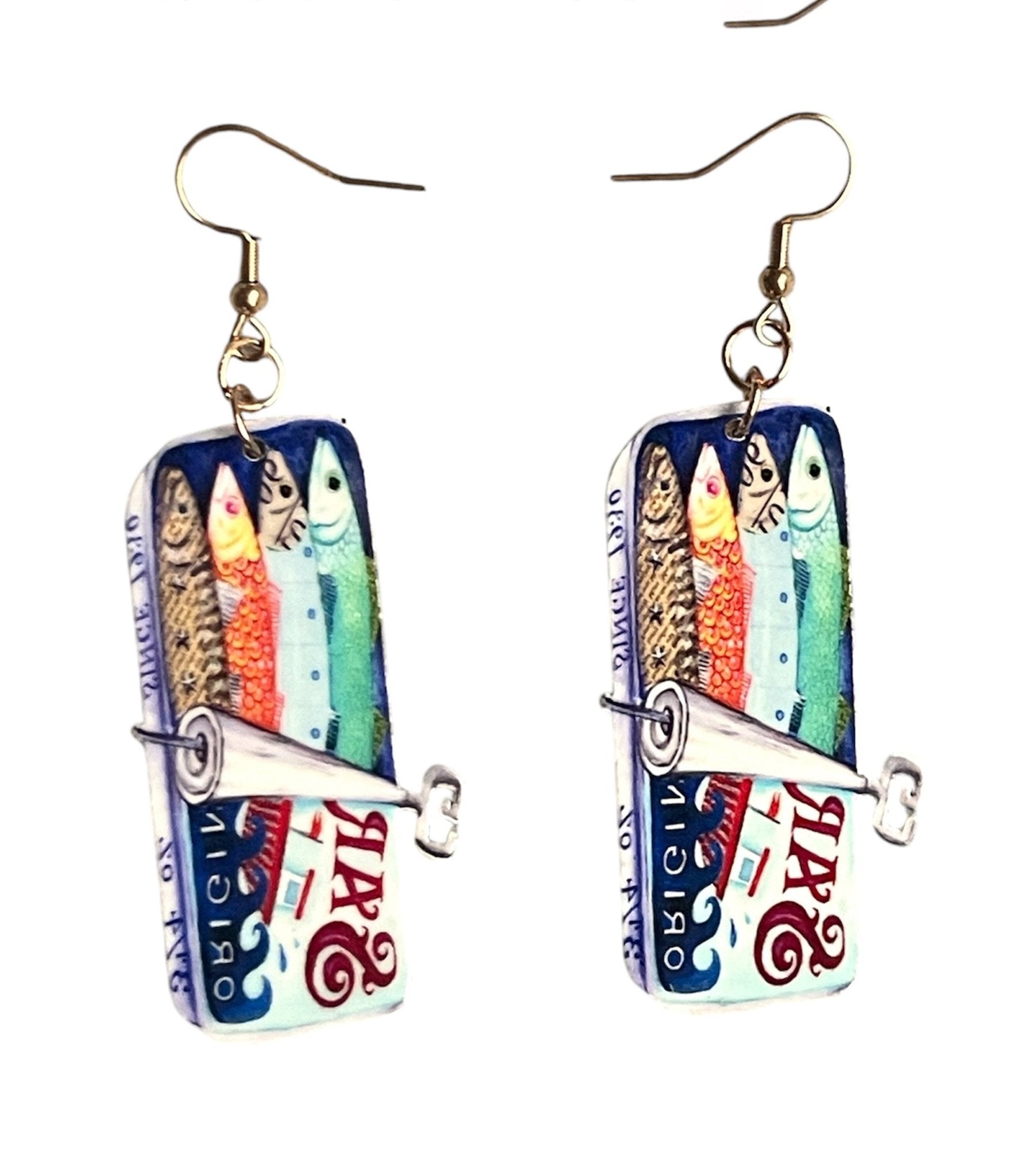 Sardine Tin Earrings - Unique Vintage - Womens, ACCESSORIES, JEWELRY